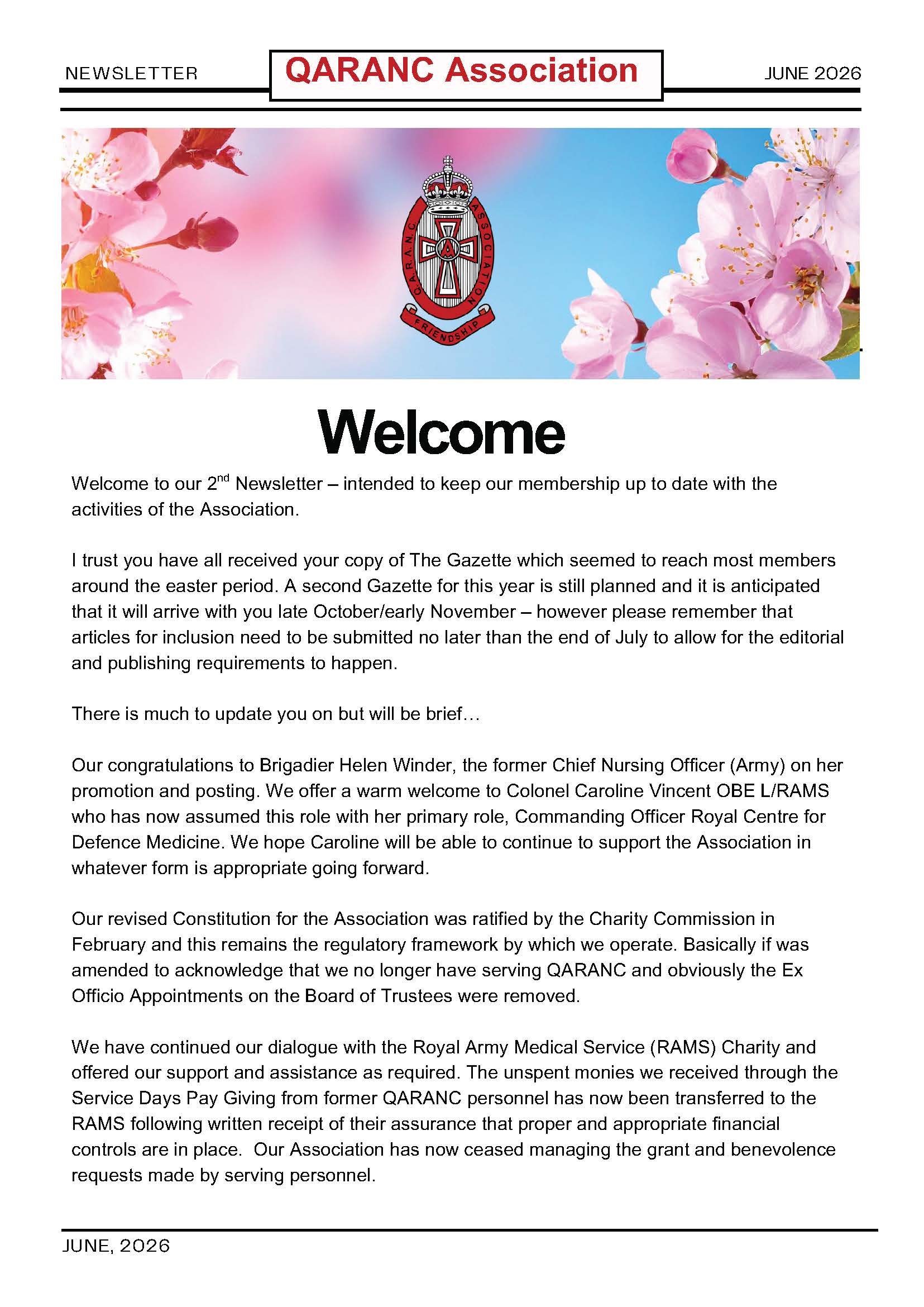 QARANC Newsletter - Spring 2026